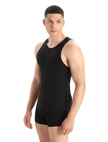 Black Icebreaker Merino Anatomica Tank Top Men's Underwear | AU 1287EBCX